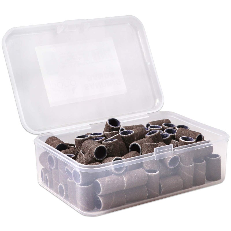 PANA 100 Pieces Nail Sanding Bands Professional Nail Manicure Great Fit for Nail Drill Bits for Acrylic Nails (240 Grit, Brown) - Image 1